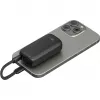 Powerbank 5000 mAh, integreeritud USB-C kaabel 13 cm, 20 W (must, 5 Ah, 1x USB-A, 1x USB-C, PD, QC)
