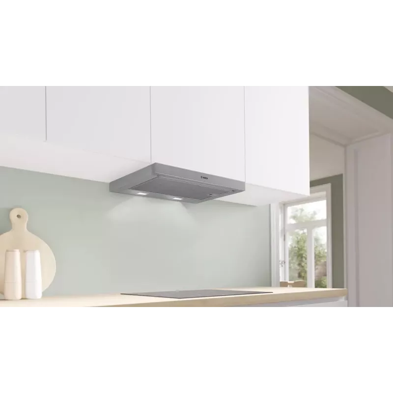 Bosch Serie 2 DFM064W55 õhupuhasti Poolsisseehitatud (väljatõmmatav) Metallik, Hõbedane 394 m³/h