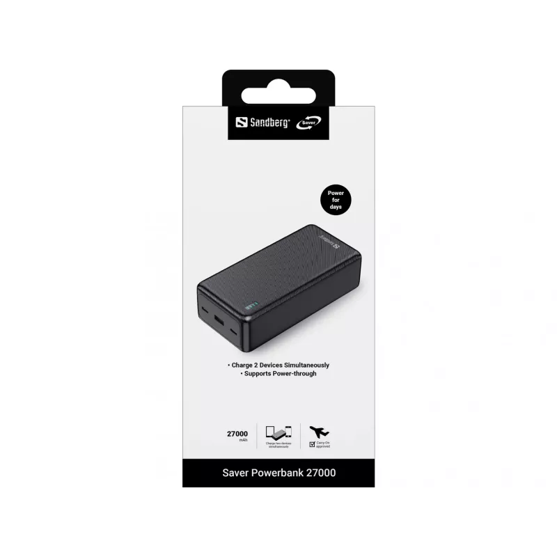 Akupank Sandberg Saver 27000 mAh liitiumioon must