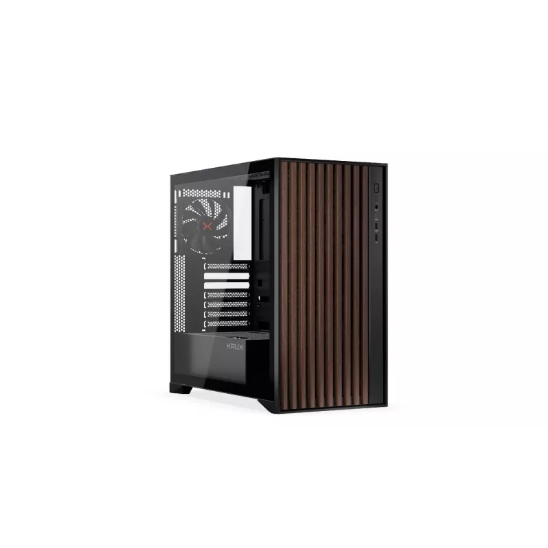 Arvutikorpus KRUX Palum KRXD008 ATX Must — 2x3,5 tolli pesa, 2x2,5 tolli pesa, 2x120 mm ventilaatorit, GPU kuni 39,5 cm