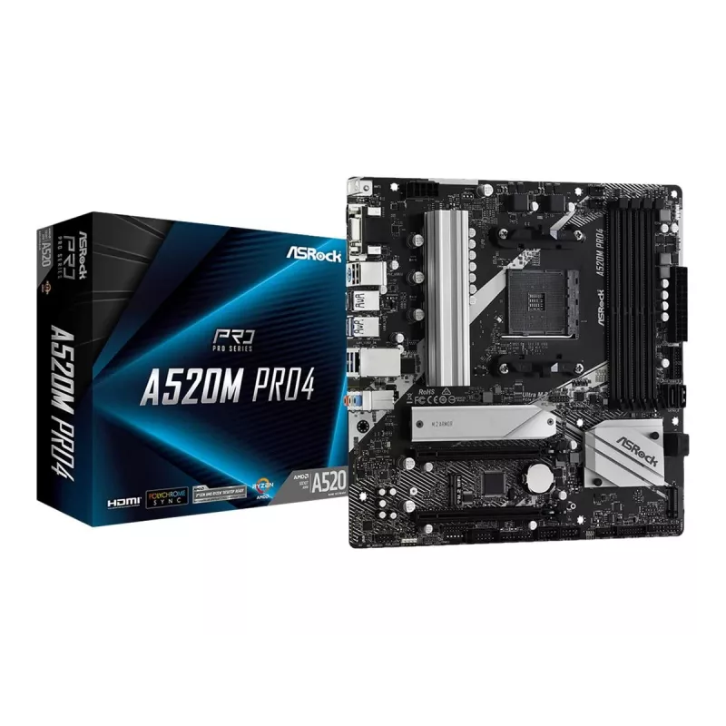 Emaplaat ASRock A520M PRO4 Socket AM4 micro ATX