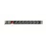 Toitejaotusseade GEMBIRD EG-PDU-014-C14, 8 vahelduvvoolu pistikupesa, C14 sisend, 3 m kaabel, 1U, 3680 W, 10 A, alumiinium, must