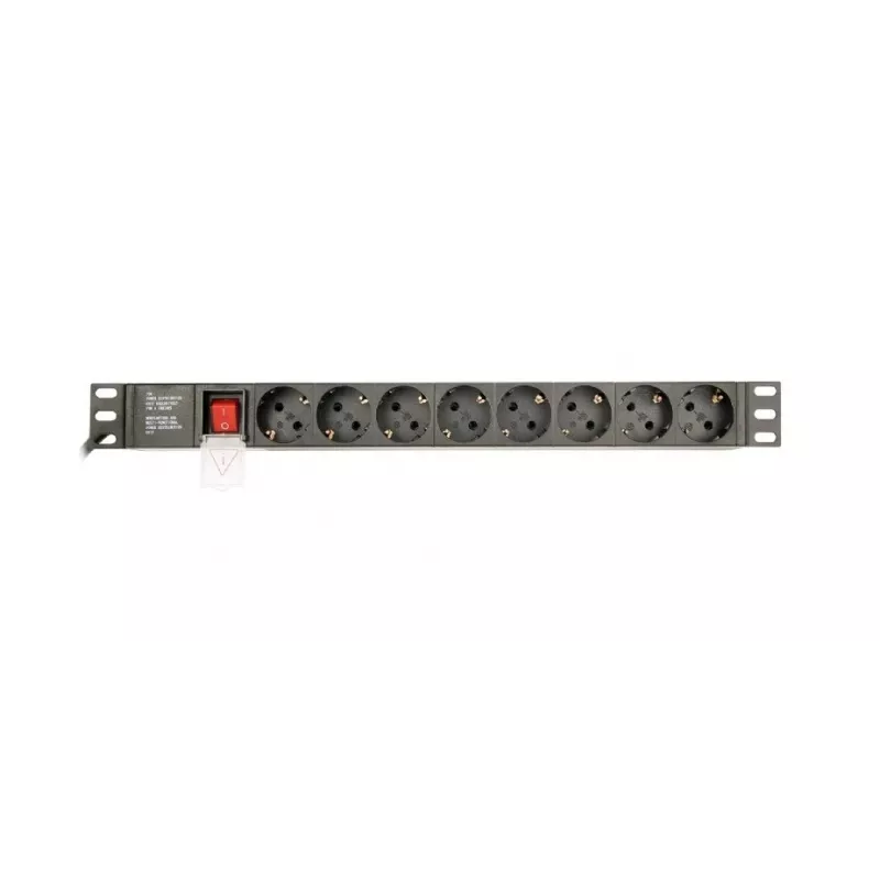 Toitejaotusseade GEMBIRD EG-PDU-014-C14, 8 vahelduvvoolu pistikupesa, C14 sisend, 3 m kaabel, 1U, 3680 W, 10 A, alumiinium, must
