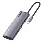 USB-C hubi Tellur TLL321061 koos PD 3.0 100W, HDMI väljundi ja 3× USB 3.0 pordiga