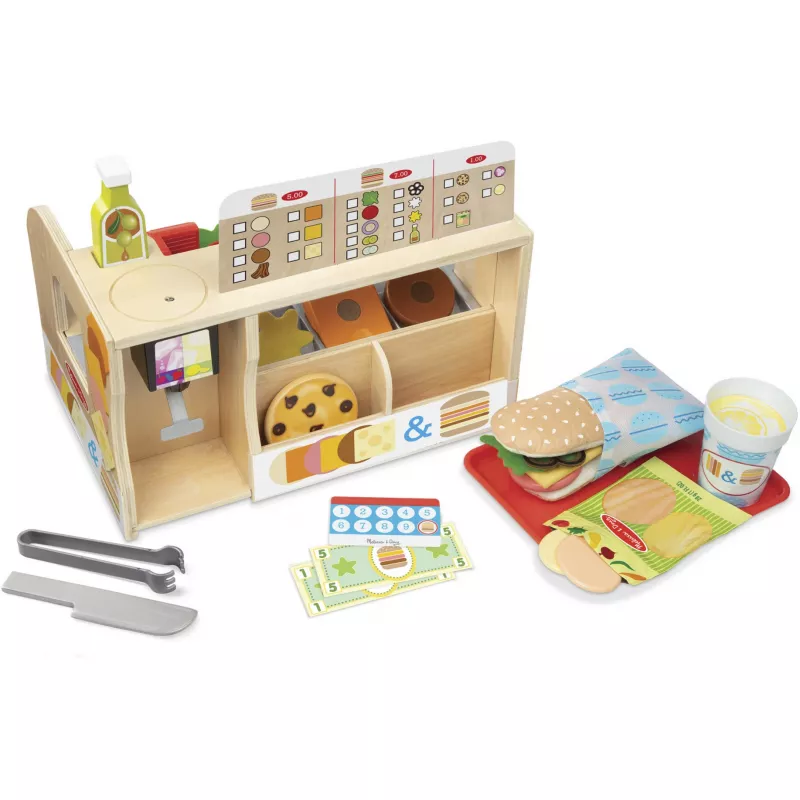 Melissa & Doug puidust lõika ja virna võileivalett delikatessilõikuriga – 56-osaline teesklusmängutoit – FSC-sertifikaadiga