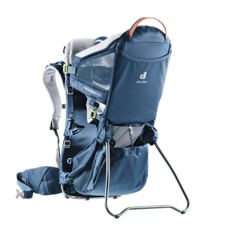 Beebikandja seljakott DEUTER Kid Comfort Active — sinine, polüamiid, kuni 22 kg, päikesevari, jalatus, VariQuick, Lite Air