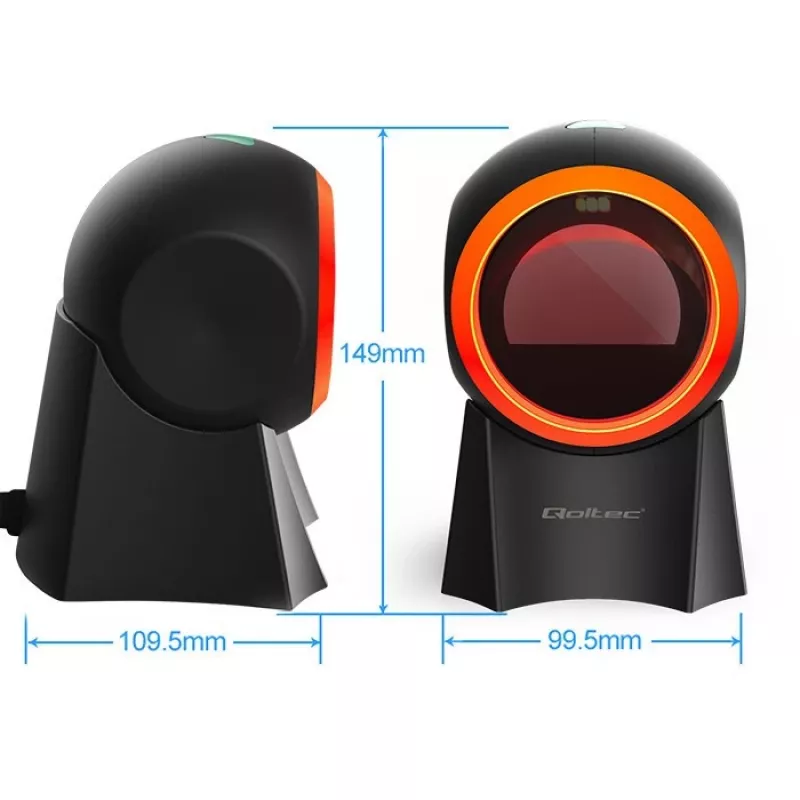 Juhtmega lauaarvuti vöötkoodiskanner QOLTEC 50857 — 1D/2D, USB, ABS-korpus, must, 1,75 m kaabel