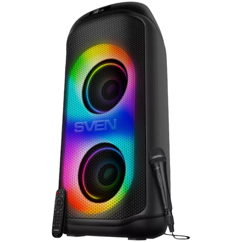 Kõlar SVEN PS-1050, must (200W, TWS, Bluetooth, FM, USB, microSD, LED-ekraan, 7200mAh)