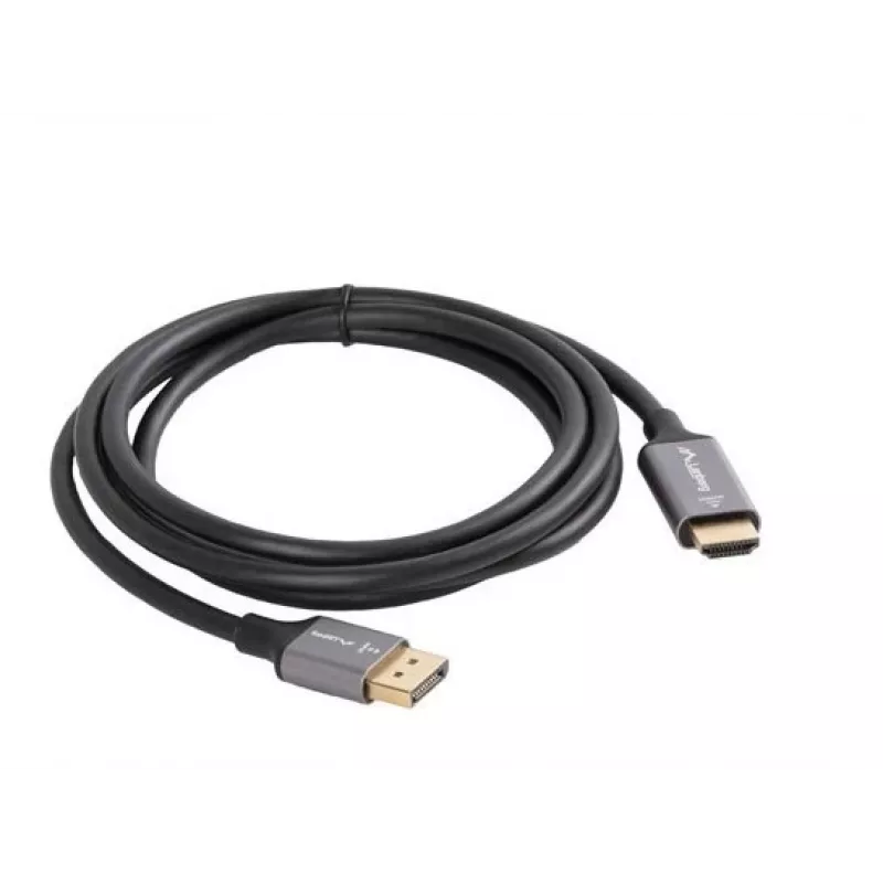Lanberg CA-DPHD-20CU-0018-BK videokaabli adapter 1.8 m DisplayPort HDMI Type A (Standard) Must, Hõbedane