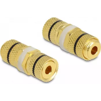 Juhtmepistik DeLOCK 64144 2 x klemmipost Must kuldne