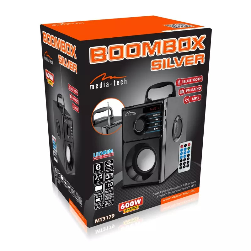 Juhtmevaba kõlar MEDIA-TECH MT3179, 20W (RMS 15W), Bluetooth 5.1, FM, MicroSD, USB, AUX, Li-Ion, 6 h, puitkere