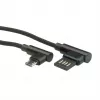 ROLINE USB 2.0 kaabel, nurga all, Type A pööratav - Micro B, ST/ST, must, 0,8 m (11.02.8720)