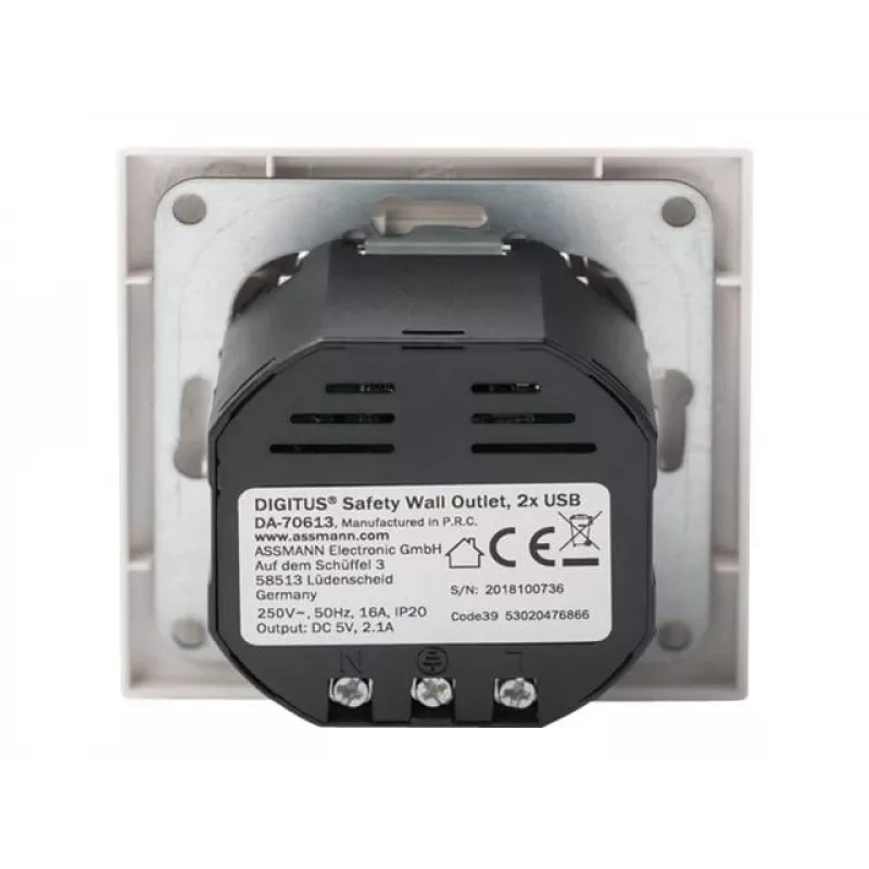 Turvapistikupesa süvispaigalduseks Digitus DA-70613 kahe USB-pordiga