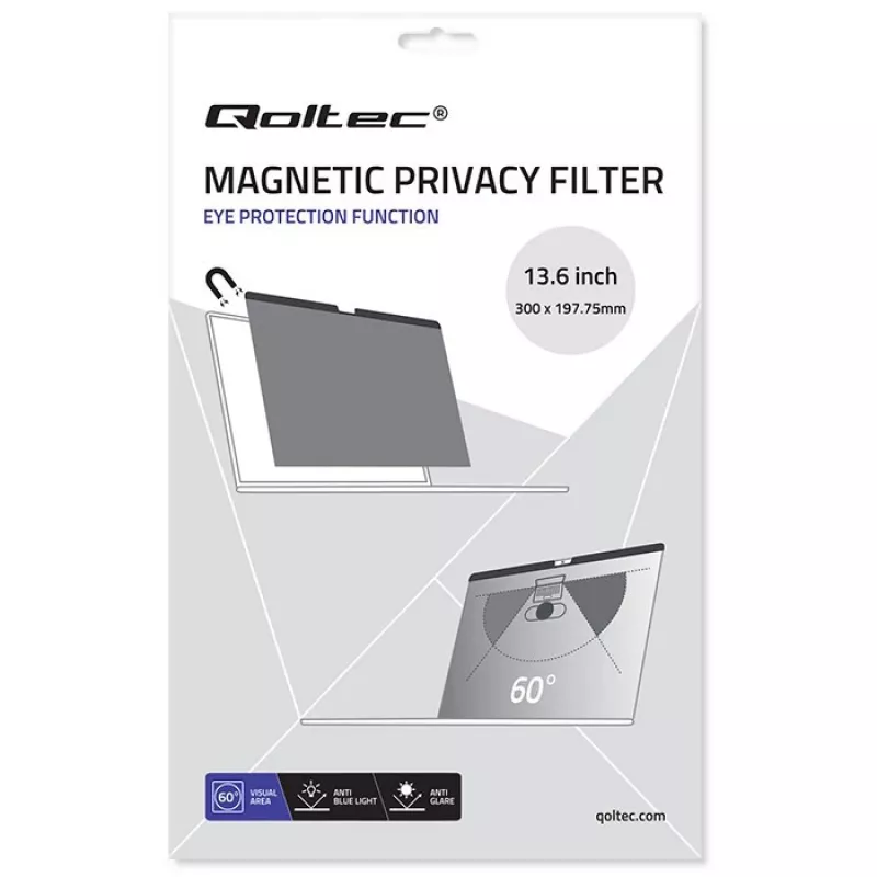 Qoltec Filtro Privaatsus GDPR MacBook Air 13 6 Magnetiline Silmade Kaitse (13.60, 16:9), Kaitsekile sülearvutile