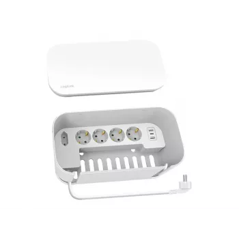 LogiLink pistikupesa riba LPS281U 4 turvapistikut 2 USB-A 1 USB-C valge