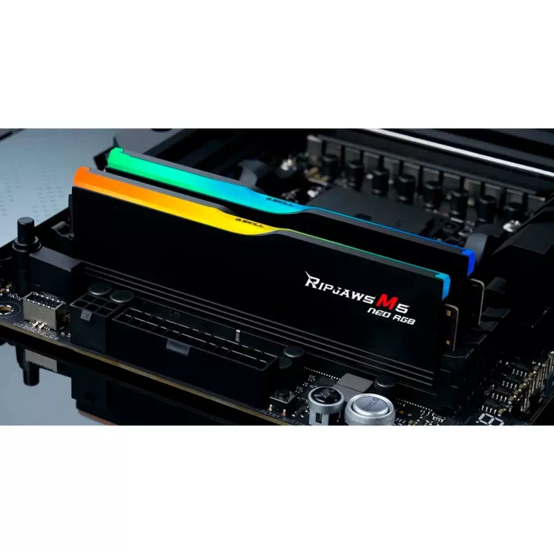 DIMM 64 GB DDR5-6000 (2x 32 GB) Dual-Kit, Arbeitsspeicher schwarz, F5-6000J3636F32GX2-RM5NRK, Ripjaws M5 Neo RGB, AMD EXPO