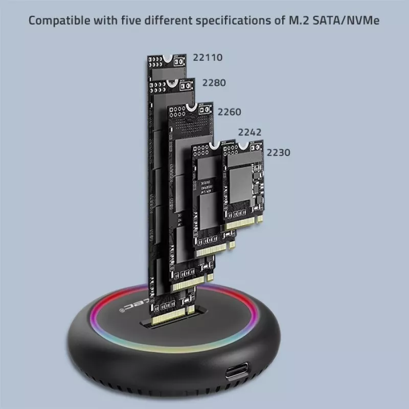 Qoltec 52275 M.2 SSD-draivi dokkimisjaam, SATA/NVMe, USB-C