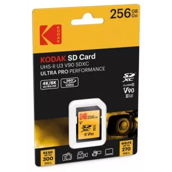 Mälukaart Kodak EKMSD256GUHS2V2K SDXC UHS-II 256 GB lugemine 300 MB/s kirjutamine 270 MB/s U3 V90 klass 10