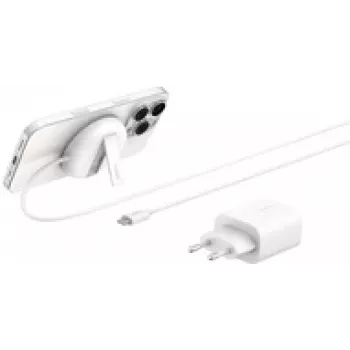 Magnetiline juhtmevaba laadija Belkin WIA011KQWH Qi2 15W kokkupandav koos 20W toiteadapteriga, valge