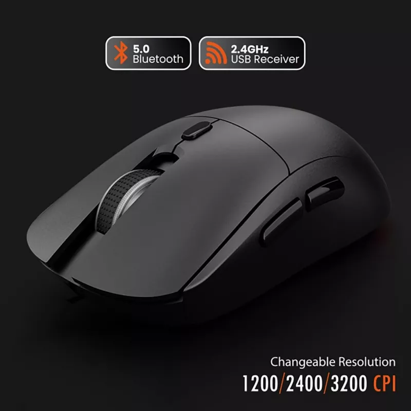 Juhtmeta hiir MEDIA-TECH MT1124 BT/RF Silent & Recharge — mõlemakäeline, 3200 DPI, Bluetooth + 2,4 GHz USB, 6 nuppu, laetav