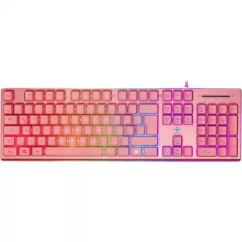 Deltaco GAM-021-RGB-P-DE - täissuuruses (100%) - USB - membraanlülitiga - QWERTZ - Roosa