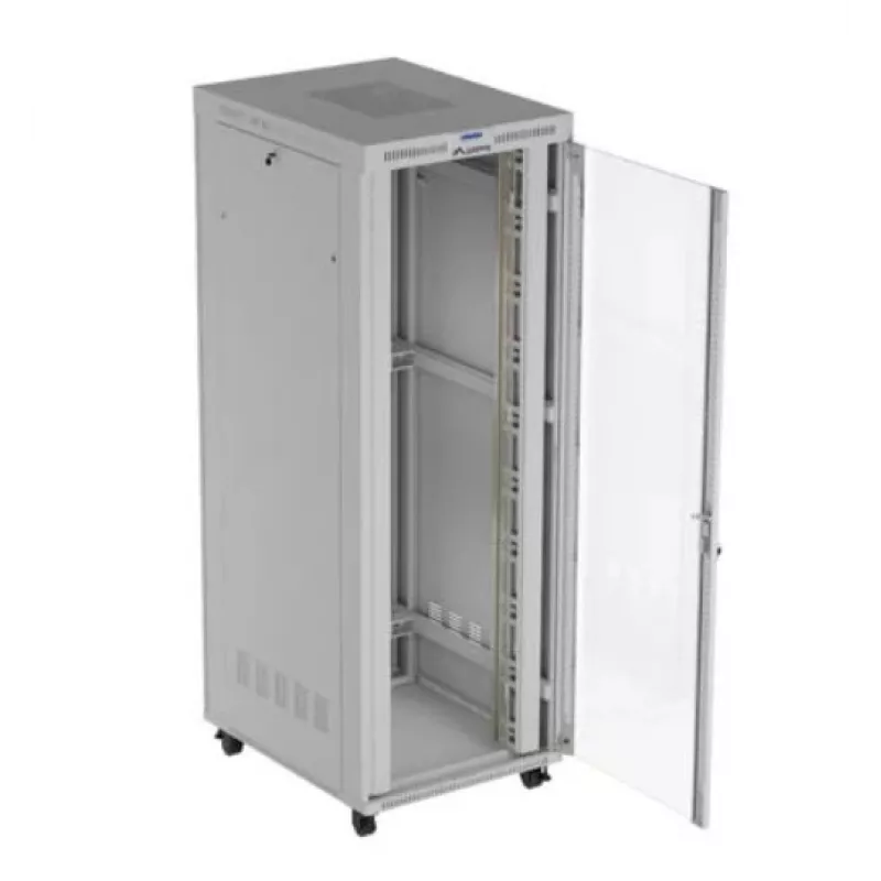 Rack cabinet LANBERG FF01-8047-12SL 47U 800x1000 mm hall, esi- ja tagaklaasukste ning LCD-paneeli ruumiga