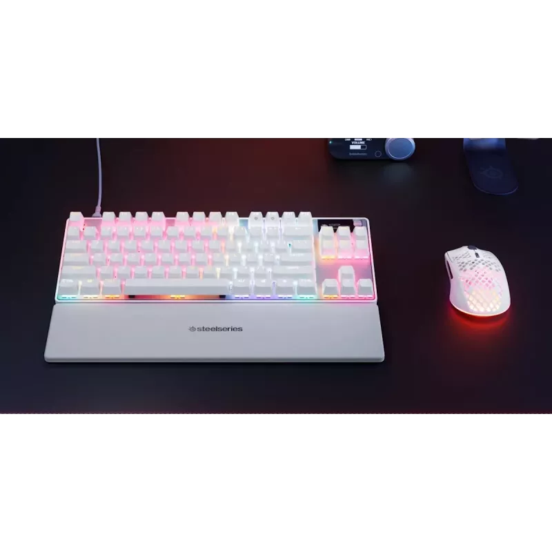 Mehaaniline TKL mänguriklaviatuur STEELSERIES Apex Pro TKL Gen 3 Valge — USA paigutus, RGB, reguleeritavad lülitid