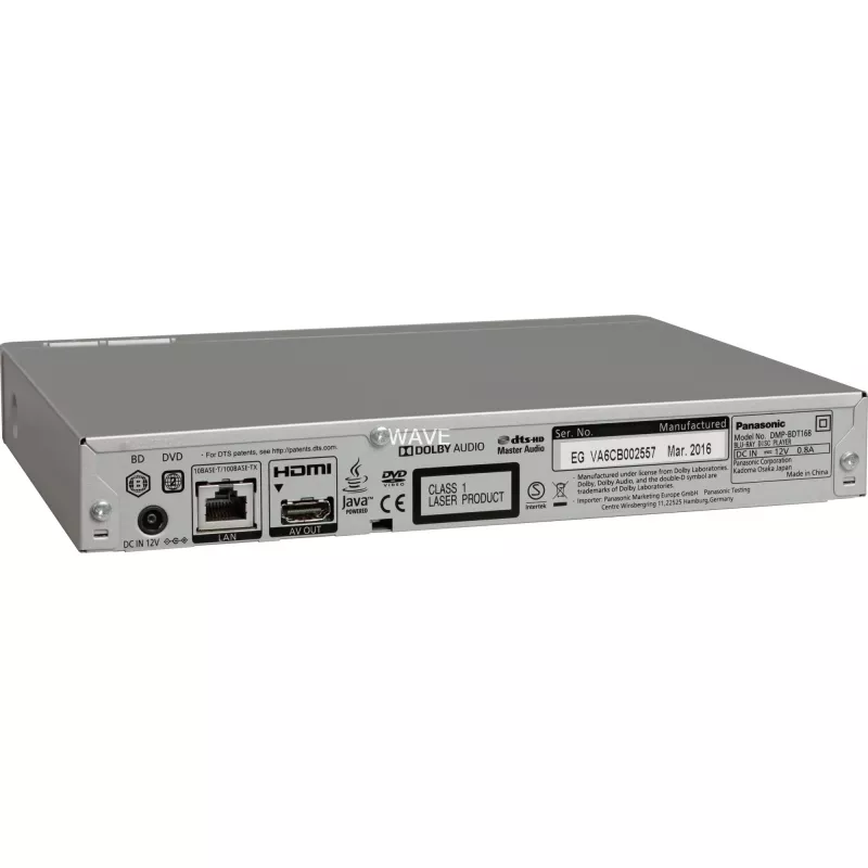Panasonic Blu-ray mängija DMP-BDT168EG DVD-Video, MP3, WMA, JPEG, WAV, XviD, AAC, AVCHD, MKV, CD-DA, FLAC, MPO, BD-MV, ALAC USB-ühendus