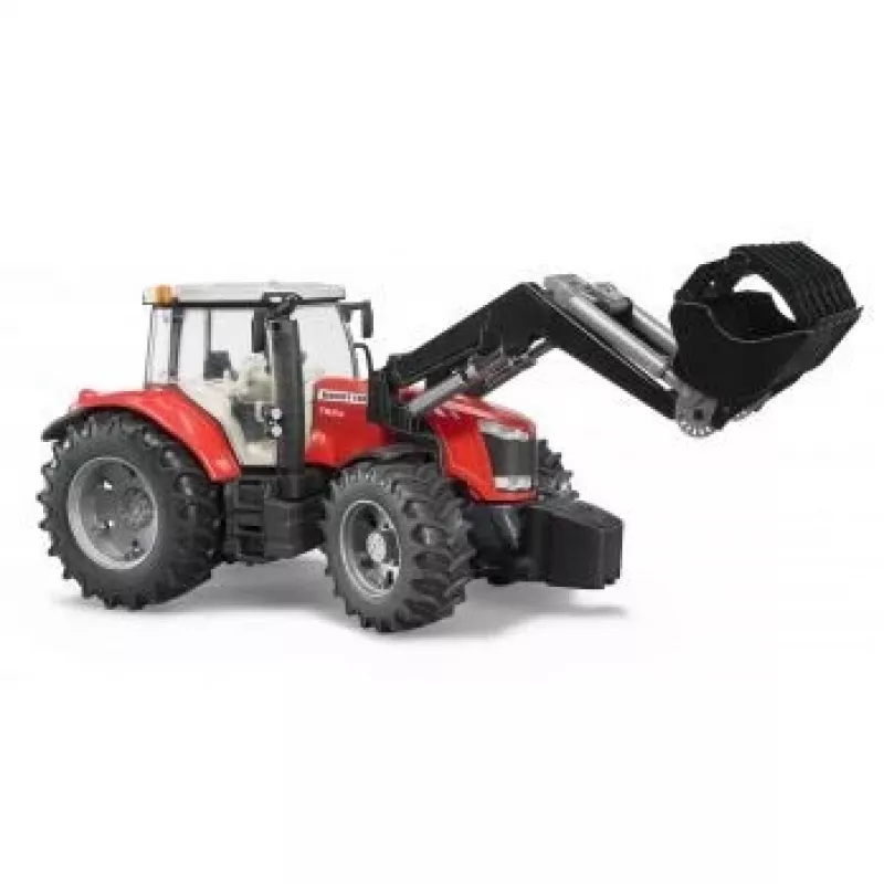 Mängutraktor BRUDER Massey Ferguson 7624 esilaaduriga, punane, alates 3. eluaastast