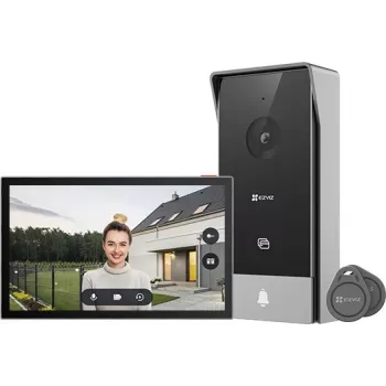 Video uksekõne EZVIZ HP5 7-tolline (17,8 cm) sise-/väliskomplekt, 1080p, 2,4/5 GHz Wi‑Fi, MicroSD kuni 512 GB, veekindel
