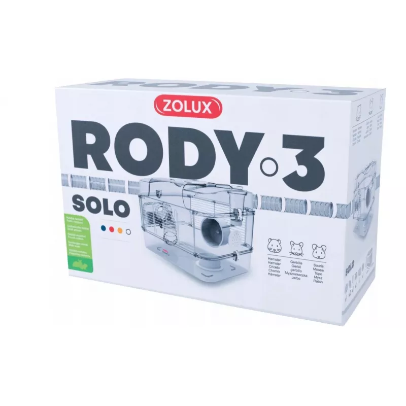 Puuri ZOLUX RODY3 SOLO valge — kompaktne ühe hamstri elupaik, metall/plast, 410×280×270 mm