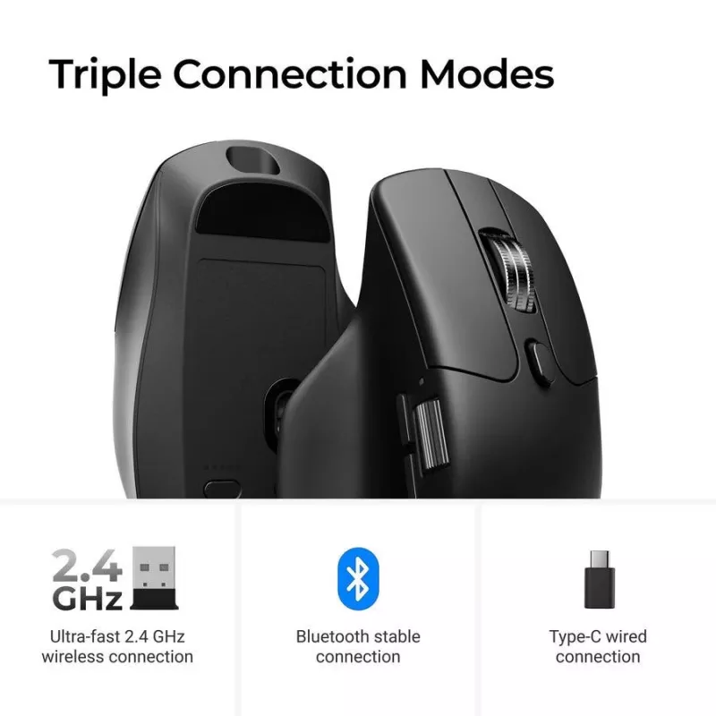 Hiir Keychron M6 Paremakäeline Universaalne — Optiline, RF-juhtmevaba + Bluetooth + USB-C, 30000 DPI, Must
