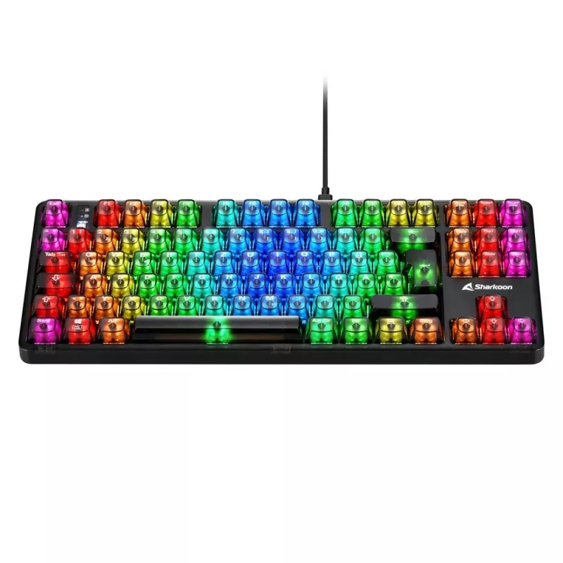 Mehaaniline mänguklaviatuur Sharkoon Crystal Shark Must DE RGB-valgustusega