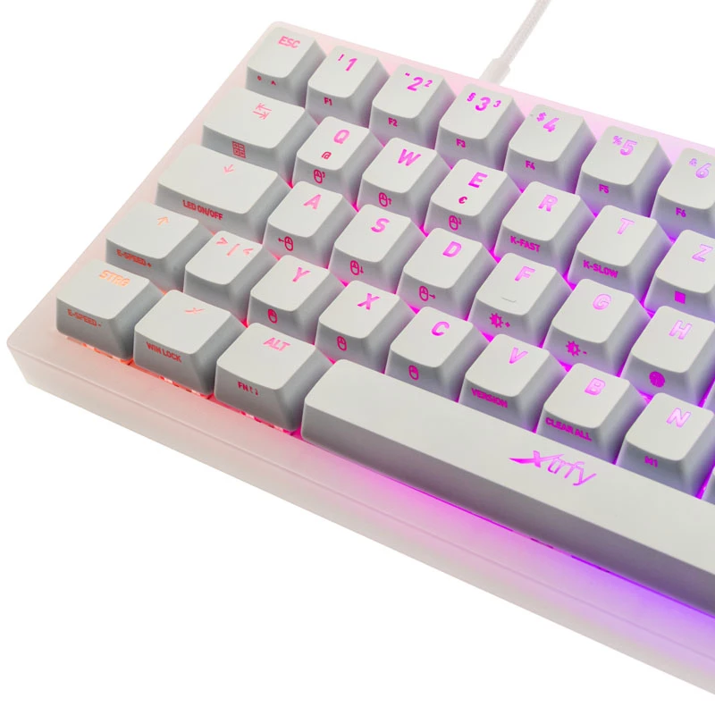 Mehaaniline TKL mänguklaviatuur XTRFY K5 RGB — tenkeyless, läbipaistev/valge
