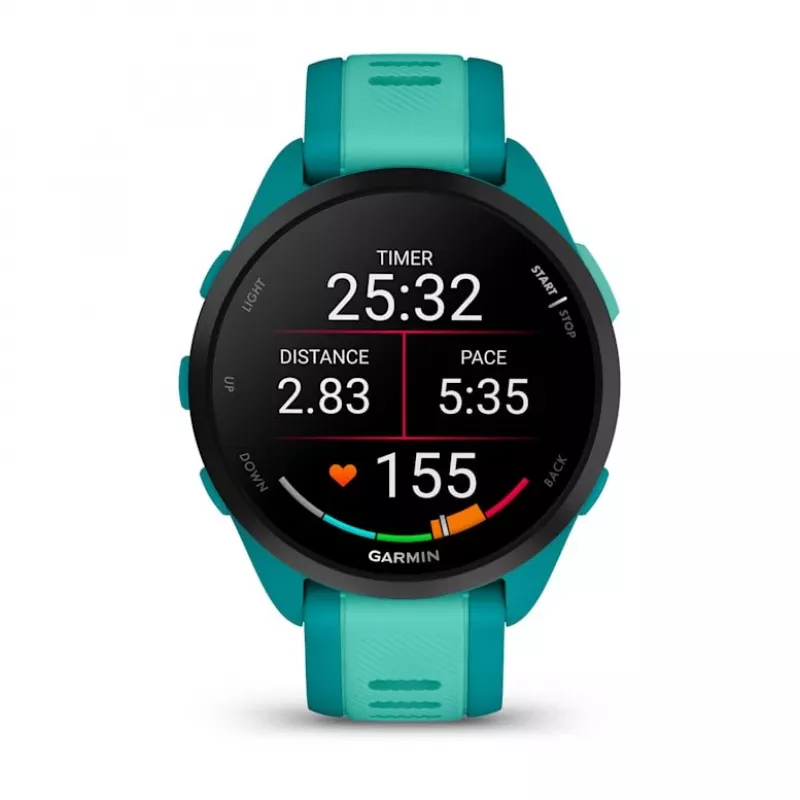 Nutikell GARMIN Forerunner 165 Music — 43 mm polümeerkorpus, 1.2 tolli AMOLED, 4 GB, GPS/GLONASS/Galileo, 5 ATM