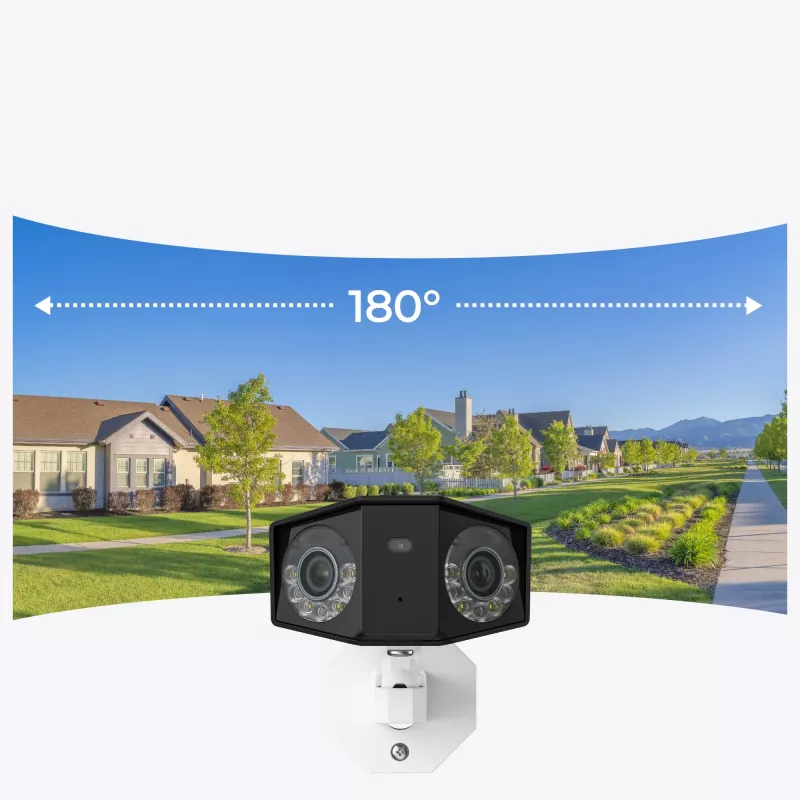 IP-valvekaamera Reolink DUO Series P750 välispaigalduseks, kuulikujuline, 16 MP, 7680×2160, CMOS 1/2,7 tolli, 2,8 mm, 180°×55°, PoE, IP67, sisseehitatud valgusti, mikrofon, kõlar