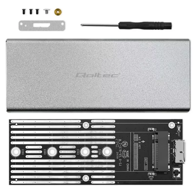 Alumiiniumkorpus QOLTEC 51833 M.2 SSD-le, SATA USB 3.0-le, toetab kuni 2TB