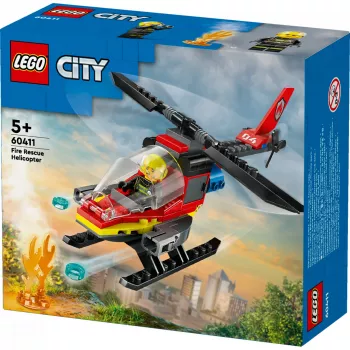 LEGO City tuletõrjekopter 60411 ehitusmänguasi, 85 tükki, pöörlevad labad, 1 minifiguur, vanus 5+ (220×90×60 mm)