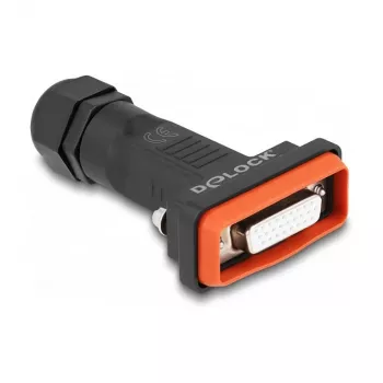 DeLOCK D-Sub HD 26 kontaktiga pistikupesa IP67 veekindel must oranž