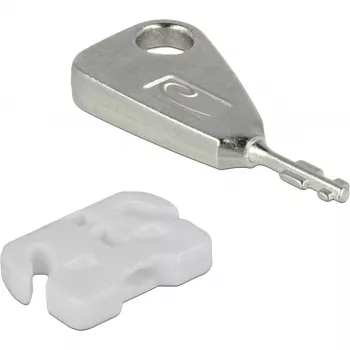 USB-pistikupesa blokeerimiskomplekt USB-A pesale, sisestatav lukk valge/hõbedane, 5x USB-pistikupesa blokeerija, 2x võti
