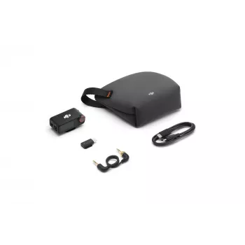 Mikrofoni vastuvõtja DJI Mic 3 kaamera kinnitus must — akutoitel, kaasas 3,5 mm heli- ja USB-kaablid