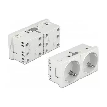 Pistikupesa CEE 7/3 DELOCK Easy 45 — 250 V, 16 A, 4000 W, valge, ABS/PC, 90×45×40 mm