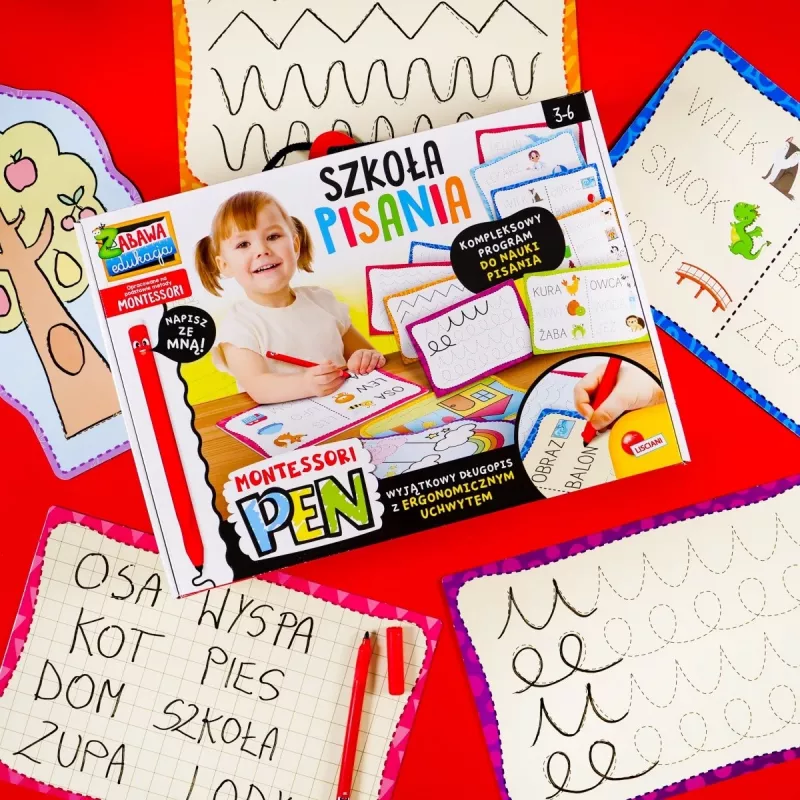 Hariv komplekt Montessori pastakas kirjutamiseks koolis 18 tahvliga