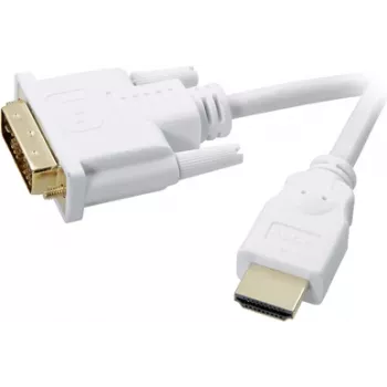 SpeaKa Professional DVI / HDMI adapterkaabel DVI-D 18+1kontaktiline pistik, HDMI-A pistik 2,00 m valge SP-7870336 kullatud pistikkontaktidega DVI-kaabel (SP-7870336)