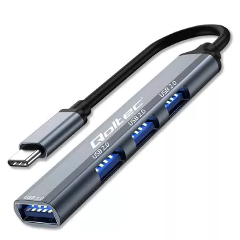 USB-jaotur QOLTEC 53792, USB-C 3.1 4-pordiline (USB 3.0 x1, USB 2.0 x3)