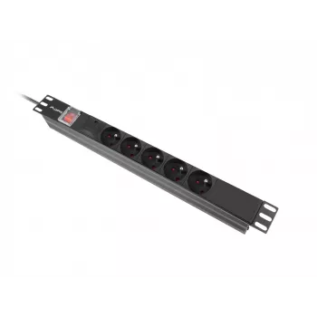 Lanberg PDU-05E-0200-IEC-BK toitejaotusseade (PDU) 5 vahelduvvoolupistikut 1U must