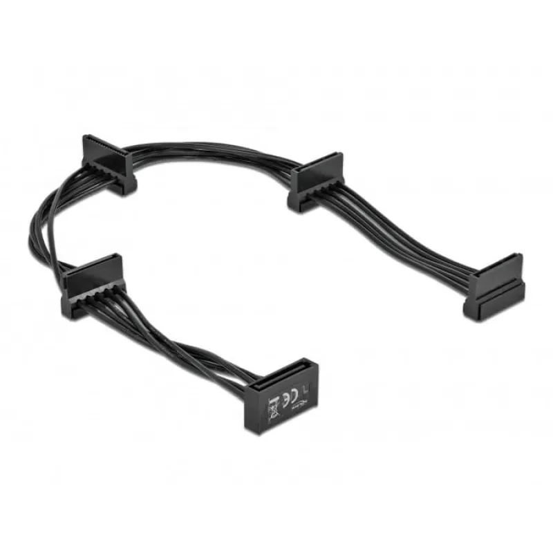 SATA-kaabel DeLOCK 60395 0,4 m SATA 15 kontakti 4 x SATA 15 kontakti must