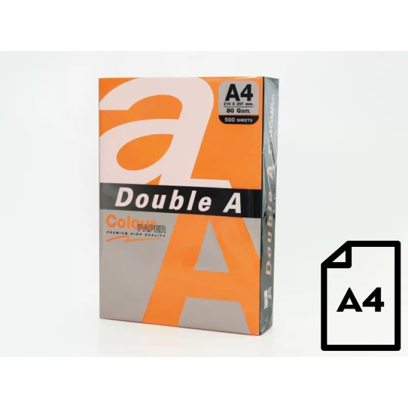 Värviline paber Double A, 80g, A4, 500 lehte, safran