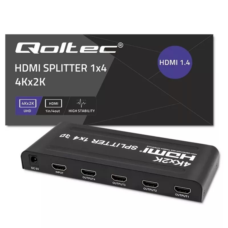 Qoltec 51798 aktiivne HDMI-jaotur 4 x HDMI 4K x 2K | 3.4Gb/s