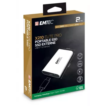 Kaasaskantav SSD EMTEC X210 Elite Pro 1TB — USB 3.2 Gen 2, NVMe, väline salvestusruum